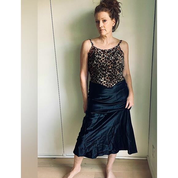 Vintage Jessica McClintock Gunne Sax Leopard Print Bustier Gown Size XS-2 USA - Picture 1 of 9